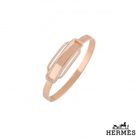 Hermes Rose Gold Diamond Bangle